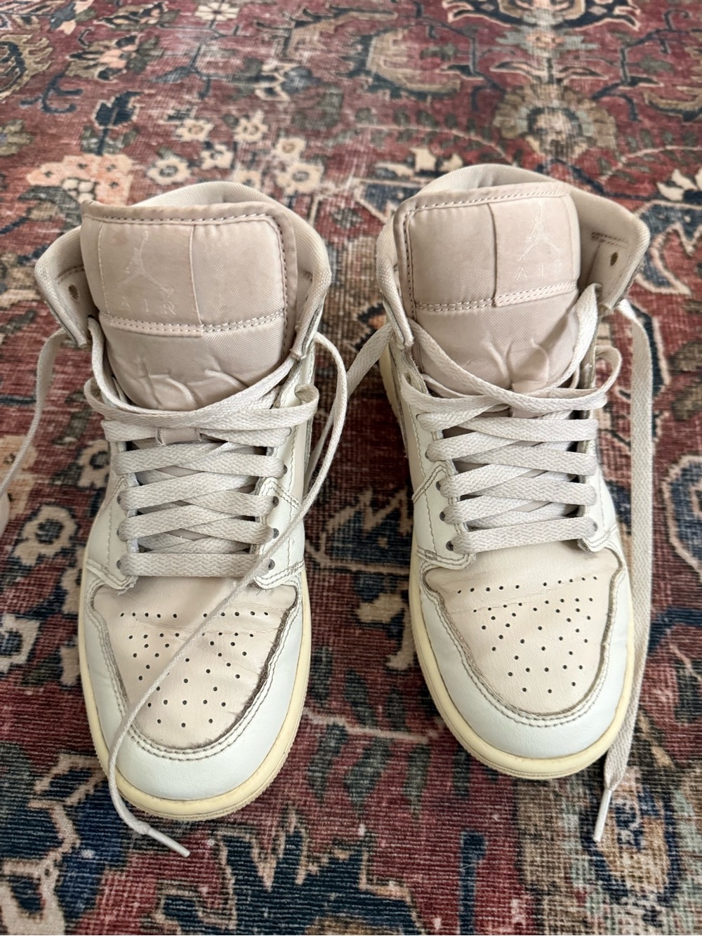 Jordan Women's High-Top Sneakers in Cream and Light Tan